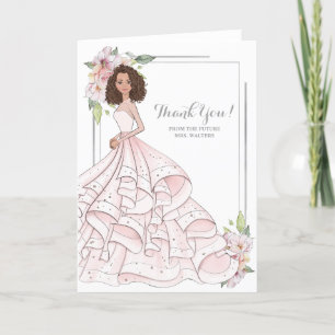 Tarjeta De Agradecimiento Brunette Bride Bridal Shower Future Mrs.
