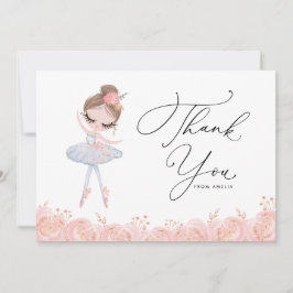 Tarjeta De Agradecimiento Brunette Chica Ballerina con ropa blanca Cumpleaño