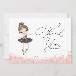 Tarjeta De Agradecimiento Brunette Chica Ballerina con ropa negra Cumpleaños