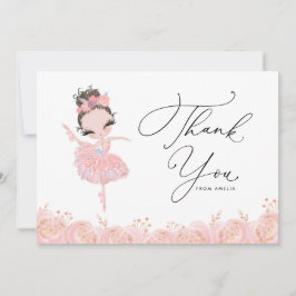 Tarjeta De Agradecimiento Brunette Chica Ballerina con ropa rosada Cumpleaño