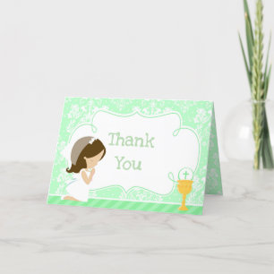 Tarjeta De Agradecimiento Brunette Chica Primera Comunicación ‘Gracias’