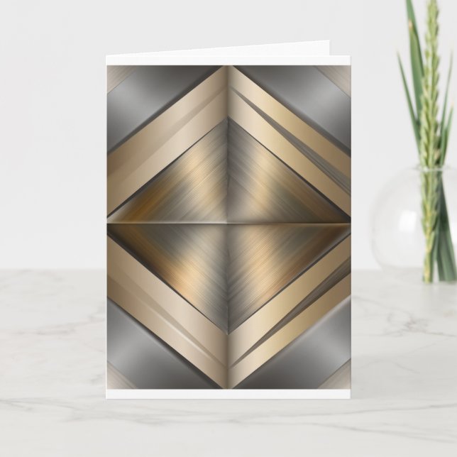 Tarjeta De Agradecimiento Brushed Metallic Geometric Diamond Pattern (Anverso)