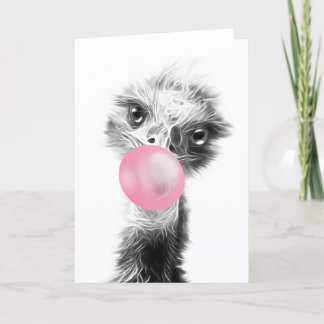 Tarjeta De Agradecimiento Bubble gum emu. Gracioso chicle Emu Bird