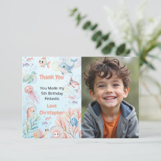 Tarjeta De Agradecimiento Bubbles & Fins Children's Birthday 