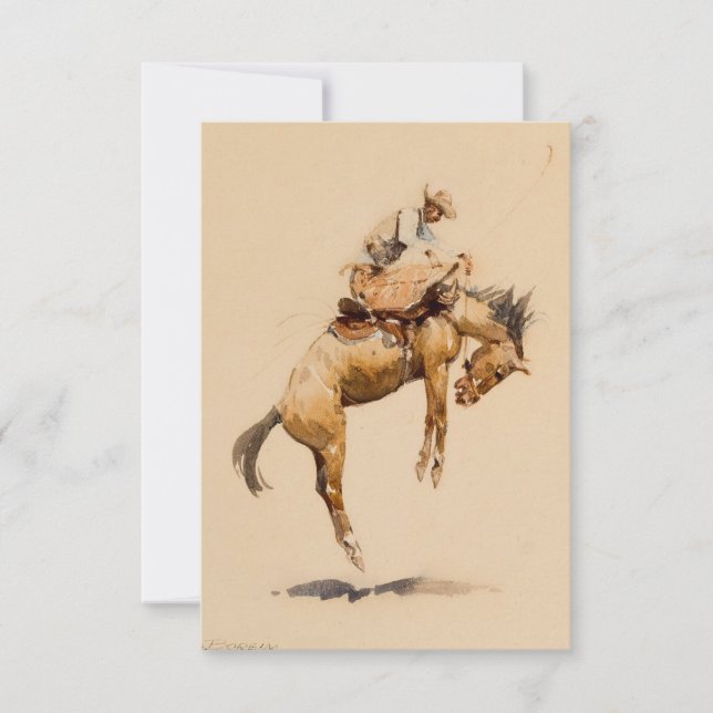 Tarjeta De Agradecimiento Bucking Bronco por Edward Borein (Anverso)