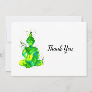 Tarjeta De Agradecimiento Buda Acuarela Verde