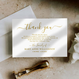 Tarjeta De Agradecimiento Budget Calligraphy Script Funeral Thank You Card