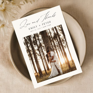 Tarjeta De Agradecimiento Budget Modern Minimalista 2 Photo Boda