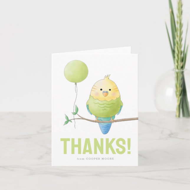 Tarjeta De Agradecimiento Budgie Birthday Folded Gracias Card (Anverso)