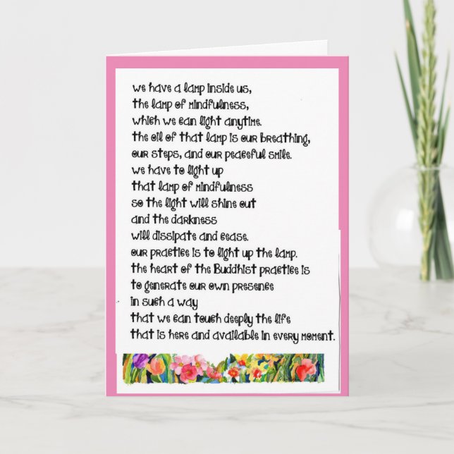Tarjeta De Agradecimiento Budista "tenemos una lámpara dentro de nosotros +  (Anverso)