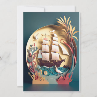 Tarjeta De Agradecimiento Buen viaje y gracias carta, tema del barco