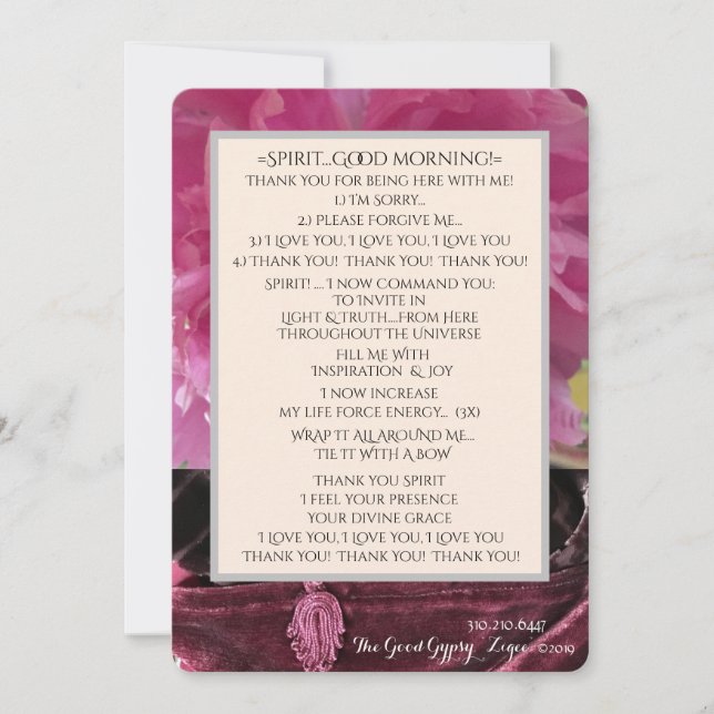 Tarjeta De Agradecimiento BUENA MAÑANA Inspiración y alegría! (Anverso)