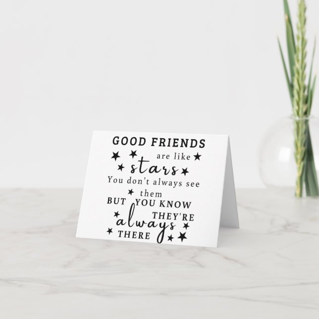 Tarjeta De Agradecimiento Buenos Amigos Son Como Estrellas: Arte de Citas de (Anverso)
