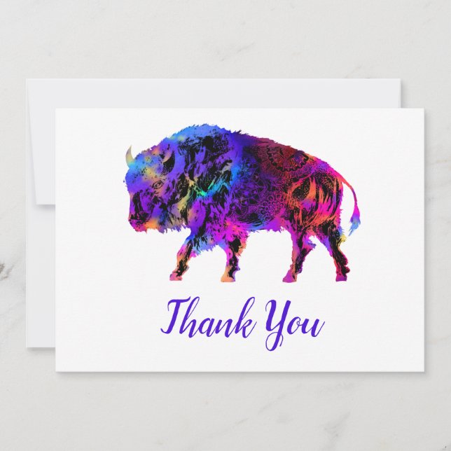 Tarjeta De Agradecimiento Búfalo arcoiris (Anverso)