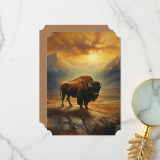Tarjeta De Agradecimiento Buffalo Bison Sunset Silhouette