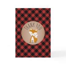 Buffalo Plaid Fox Baby Shower Gracias