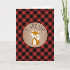 Tarjeta De Agradecimiento Buffalo Plaid Fox Baby Shower Gracias
