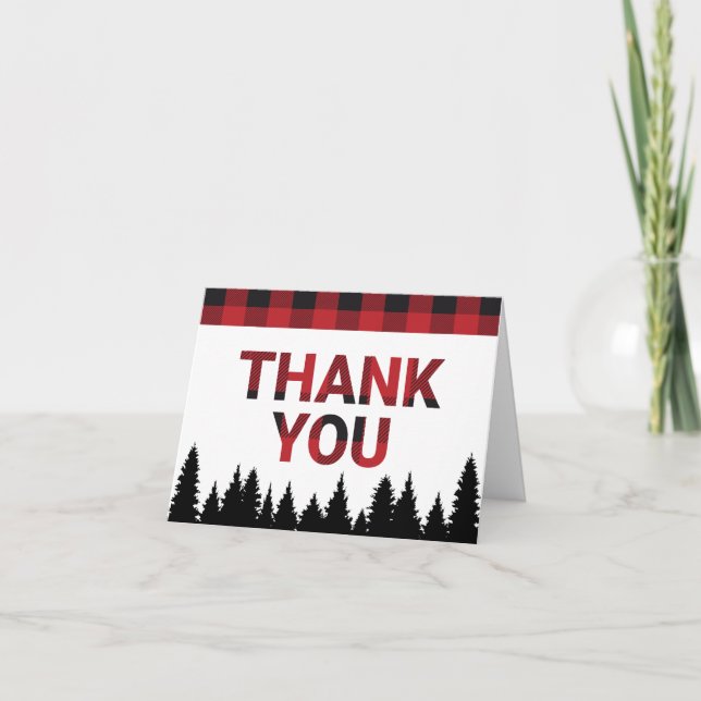 Tarjeta De Agradecimiento Buffalo Plaid Thank You Card (Anverso)