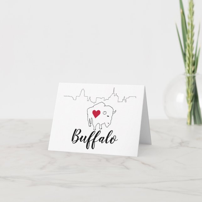Tarjeta De Agradecimiento Buffalo Skyline Illustration Art (Anverso)