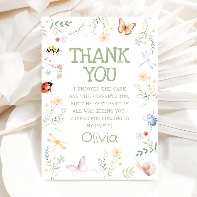 Tarjeta De Agradecimiento Bugs Girl Birthday Insect Party (Subido por el creador)