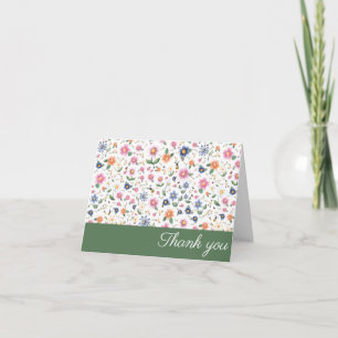 Tarjeta De Agradecimiento Bugs Pequeños Caprichosos y Patrón Floral