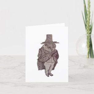 Tarjeta De Agradecimiento Búho de Bertram 🦉 En Sombrero Superior 🎩