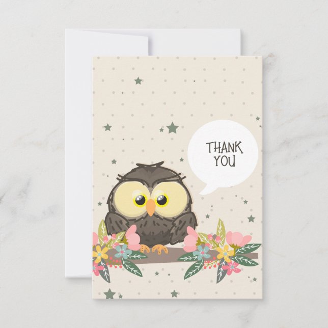 Tarjeta De Agradecimiento Búho de Gracias (Anverso)