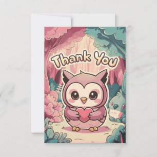 Tarjeta De Agradecimiento Búho Elegante Caprichoso