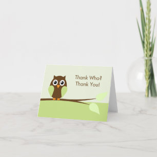Tarjeta De Agradecimiento Búho verde lindo Gracias Cartas