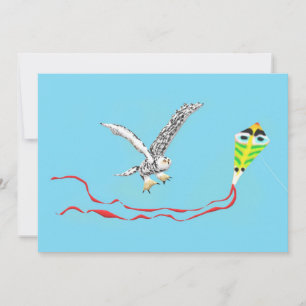 Tarjeta De Agradecimiento Búho y cometa Nevado