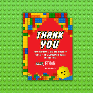 Tarjeta De Agradecimiento Building Blocks Birthday Fun Colorful Kids