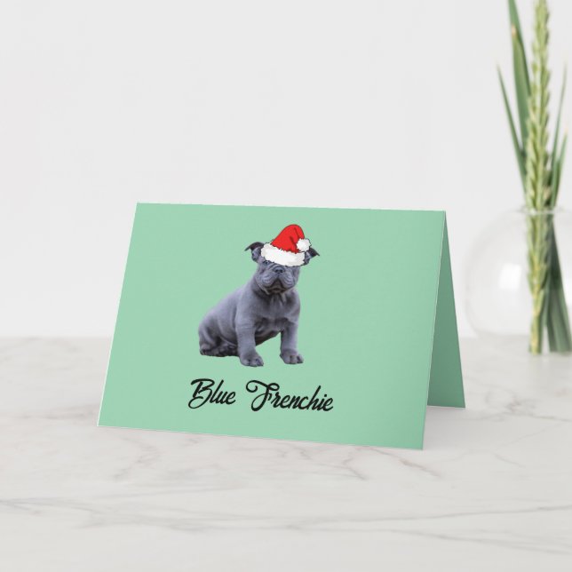 Tarjeta De Agradecimiento Bulldog azul francés Santa Hat (Anverso)
