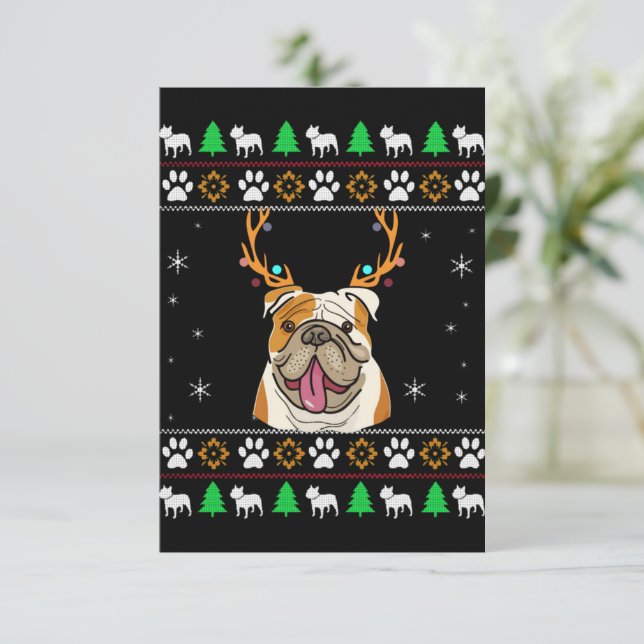 Tarjeta De Agradecimiento Bulldog con cuernos en Navidades de la UGLY (Anverso de pie)