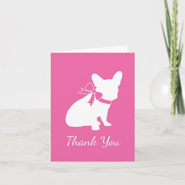 Tarjeta De Agradecimiento Bulldog francés Baby Shower Frenchy Frenchie Pink (Anverso)