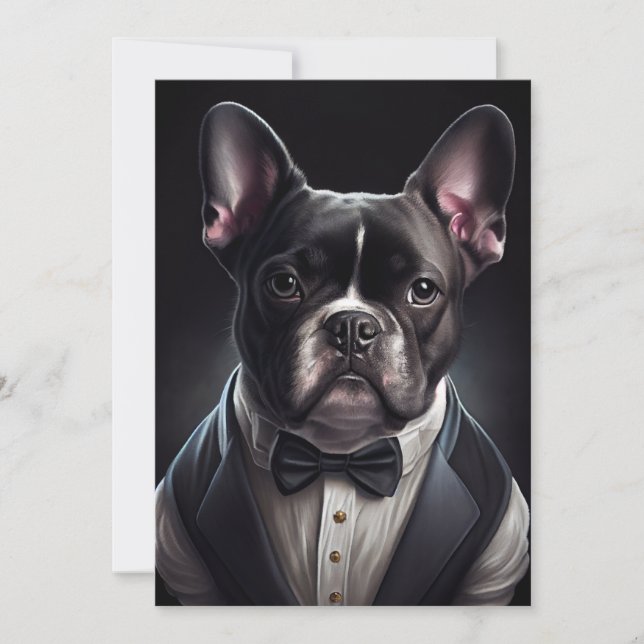 Tarjeta De Agradecimiento Bulldog francés con esmoquin (Anverso)