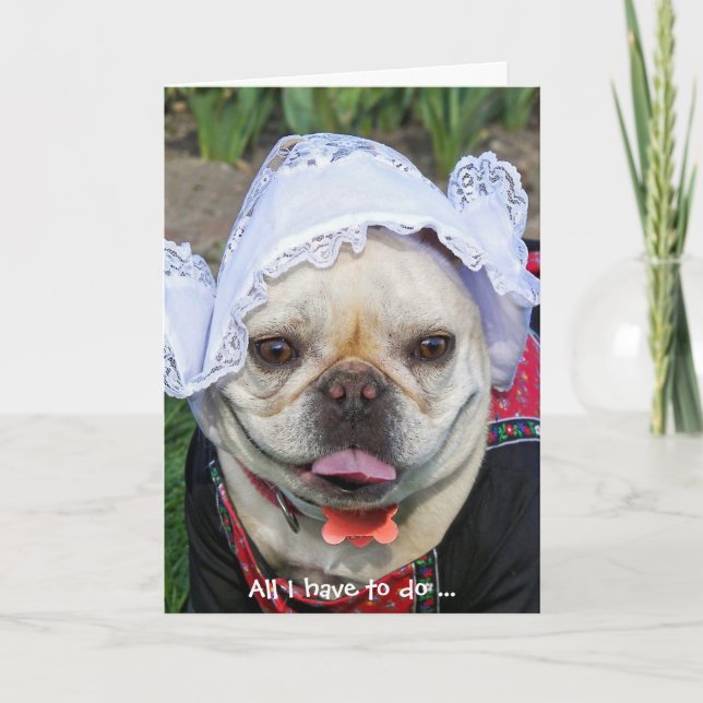 Tarjeta De Agradecimiento Bulldog francés con gorra holandesa gracias (Anverso)