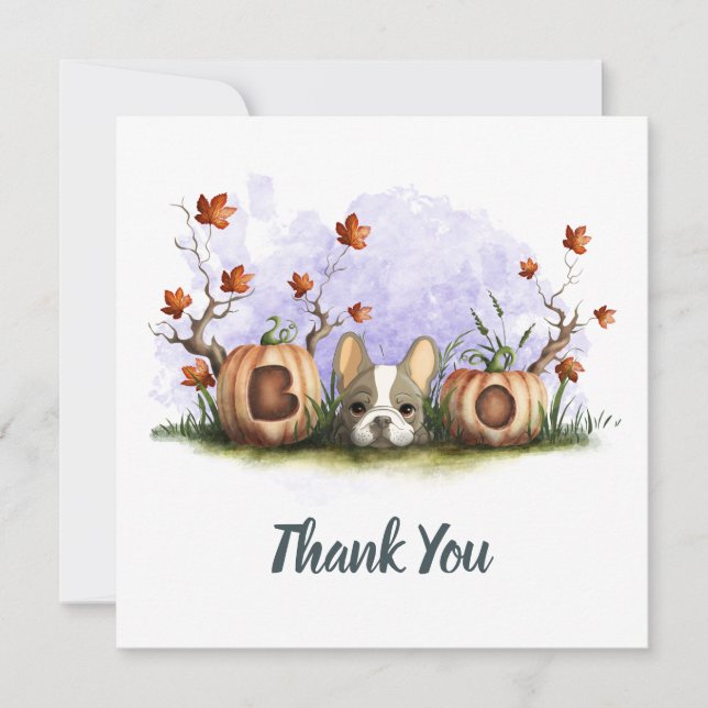 Tarjeta De Agradecimiento Bulldog francés lindo cachorro Halloween Baby Show (Anverso)