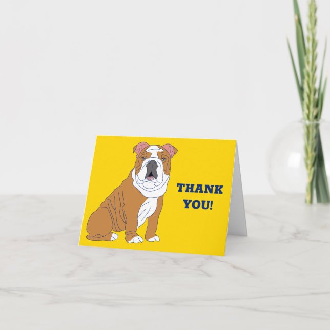 Tarjeta De Agradecimiento Bulldog inglés Ilustracion amarillo brillante (Anverso)