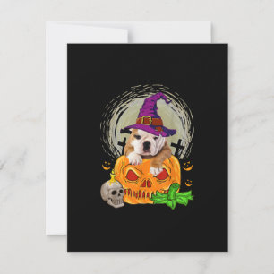 Tarjeta De Agradecimiento Bulldog inglés lindo calabaza de brujas perro de H
