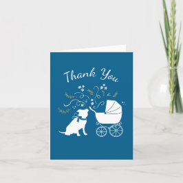 Tarjeta De Agradecimiento Bulldog Pit Baby Shower Blue Boy Pitbull