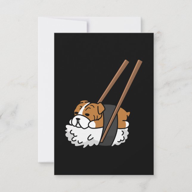 Tarjeta De Agradecimiento Bulldog Sushi divertido (Anverso)