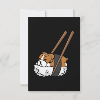 Tarjeta De Agradecimiento Bulldog Sushi divertido