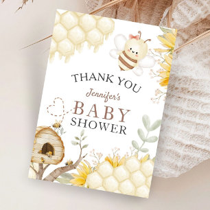 Tarjeta De Agradecimiento Bumble Bee Baby Shower Gracias