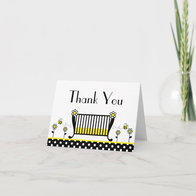 Tarjeta De Agradecimiento Bumble Bee Polka Dot Baby Shower Gracias (Anverso)