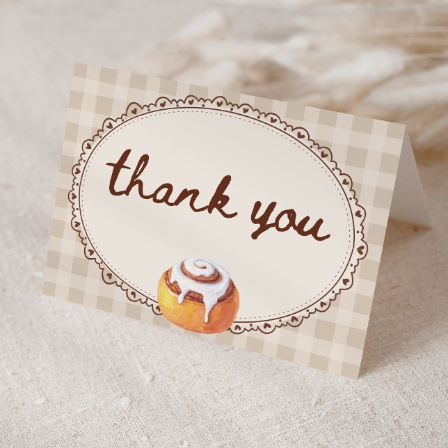 Tarjeta De Agradecimiento Bun in the Oven Gingham Bakery Baby Shower  (Subido por el creador)