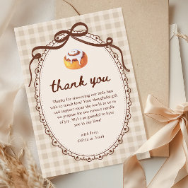 Tarjeta De Agradecimiento Bun in the Oven Gingham Bakery Baby Shower