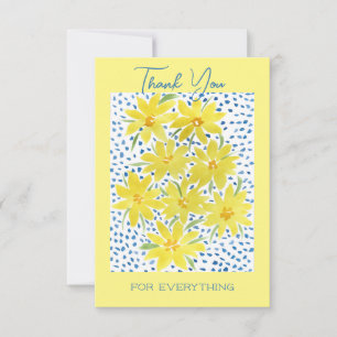 Tarjeta De Agradecimiento Bunch amarillo de Daisies diseño único de acuarela