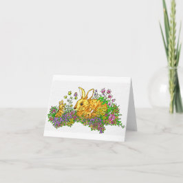Tarjeta De Agradecimiento Bunnies de primavera en un campo de flores