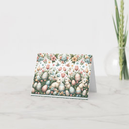 Tarjeta De Agradecimiento Bunnies de primavera y patrón de alegría de Pascua