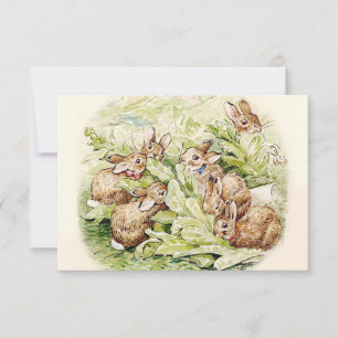 Tarjeta De Agradecimiento Bunnies in the Lettuce Patch por Beatrix Potter